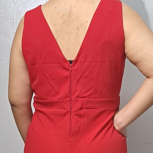 Passion Red Sleeveless Women’s Jumpsuit – Plus – 2X & 3X - Picture 5 of 8